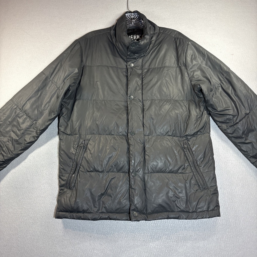 Vintage American Eagle Goose Duck Down Winter Puffer Jacket Gray Y2K Men XS